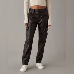 American Eagle Black Vegan Leather Cargo Pants